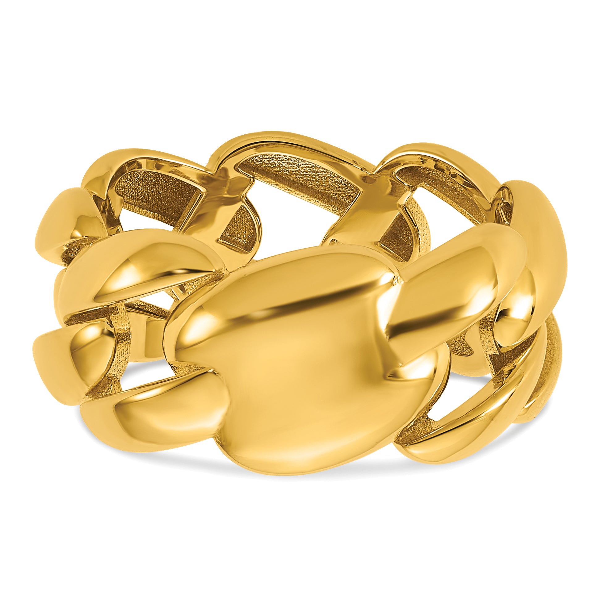 14K Gold Curb Link Cocktail Ring - side profile view