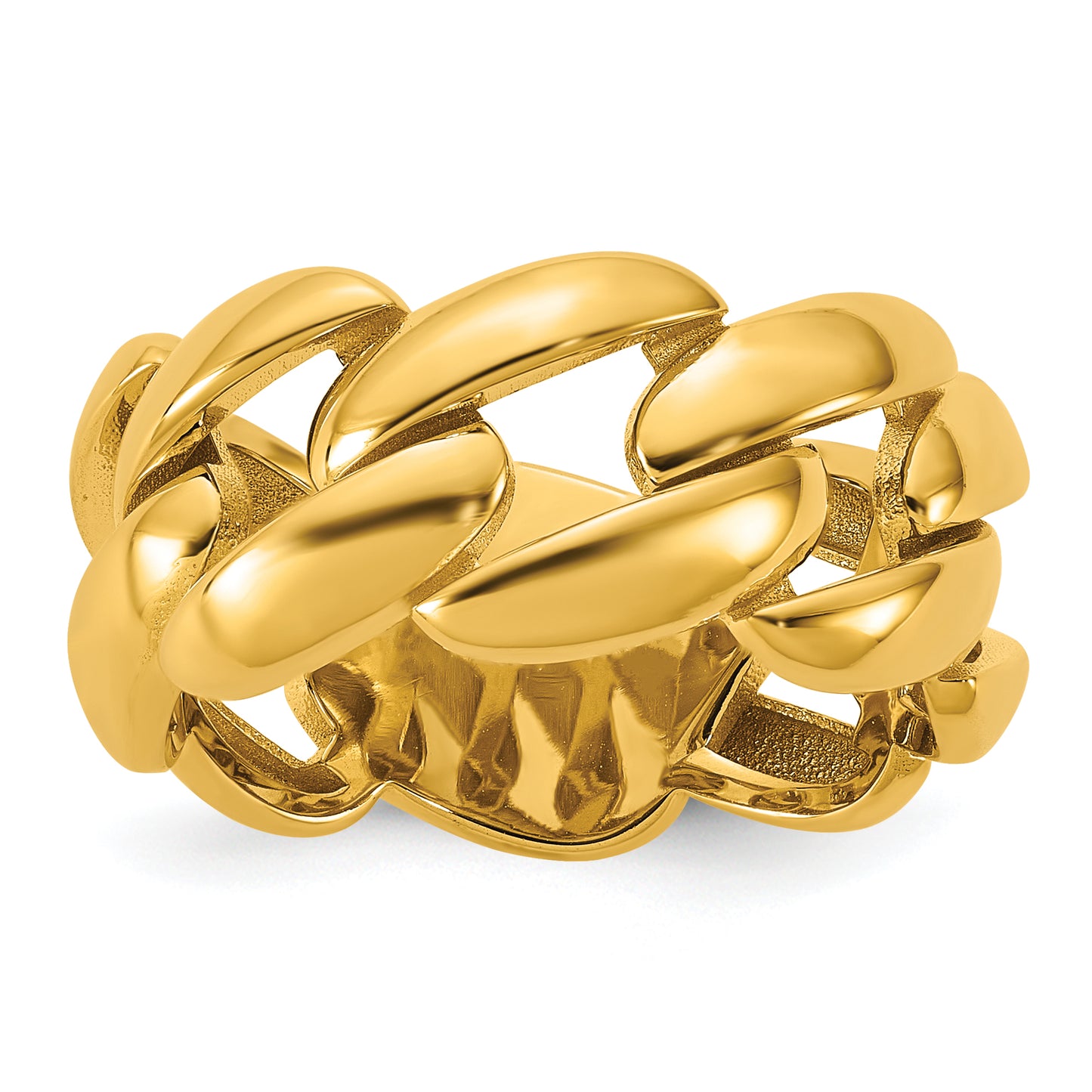 14K Gold Curb Link Cocktail Ring - front view