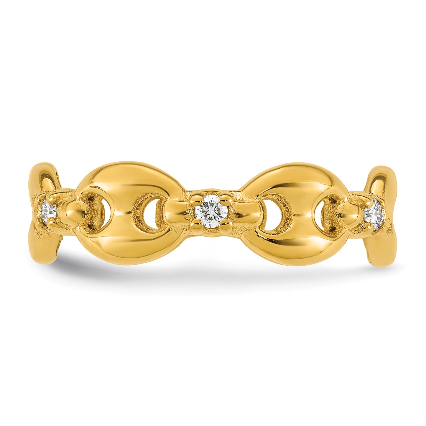 14K Gold Diamond Mariner Link Cocktail Ring - close-up of diamond mariner links