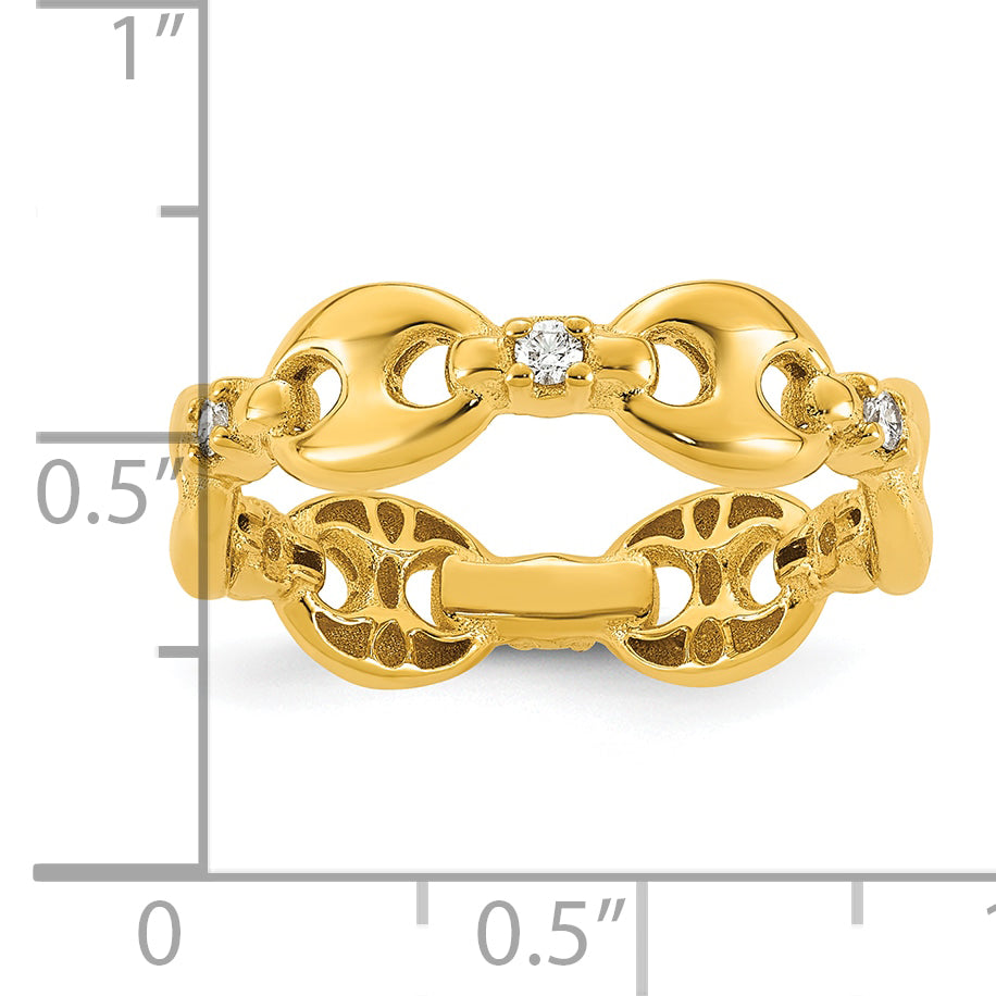 14K Gold Diamond Mariner Link Cocktail Ring - top view