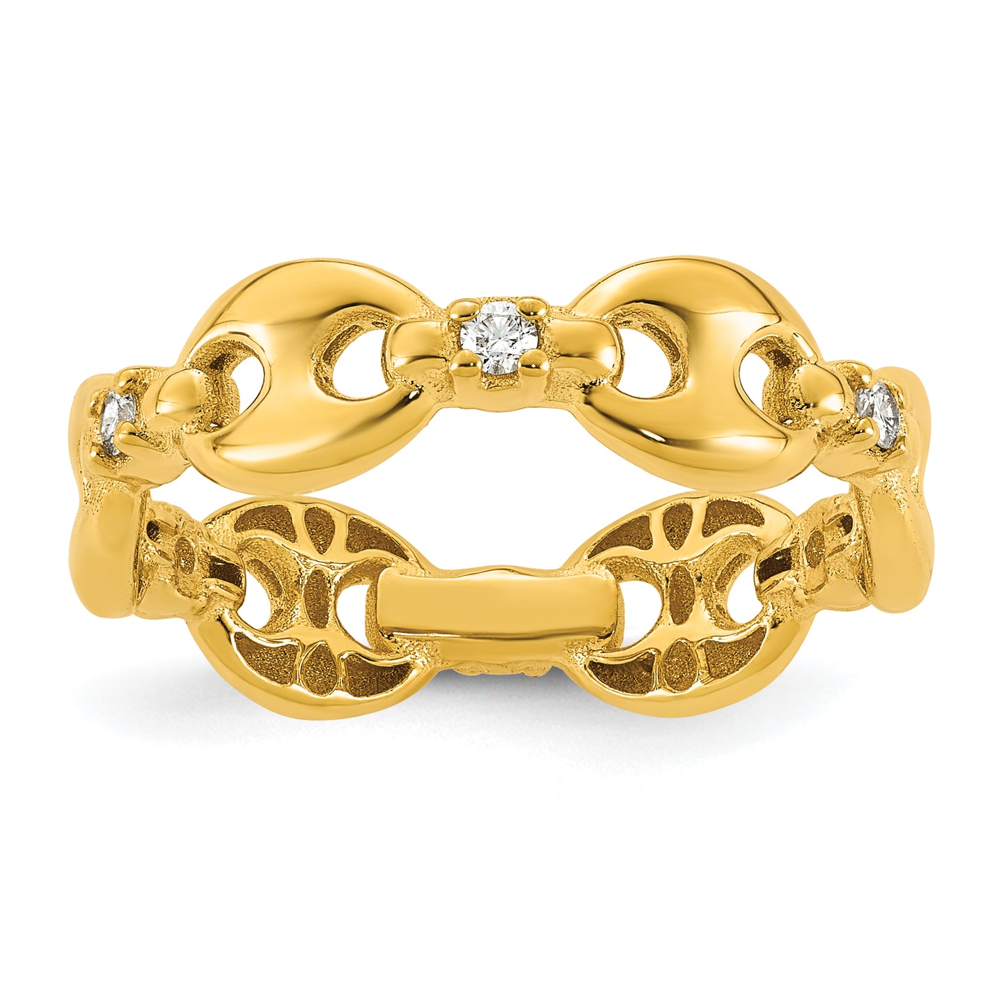 14K Gold Diamond Mariner Link Cocktail Ring - front view