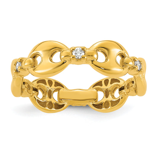 14K Gold Diamond Mariner Link Cocktail Ring - front view