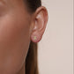 Beaded iridescent clover stud earrings in 14 karat gold, detail view