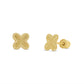 14K gold beaded iridescent four leaf clover screw back stud earrings