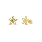 14K gold diamond-cut star flower screw back stud earrings