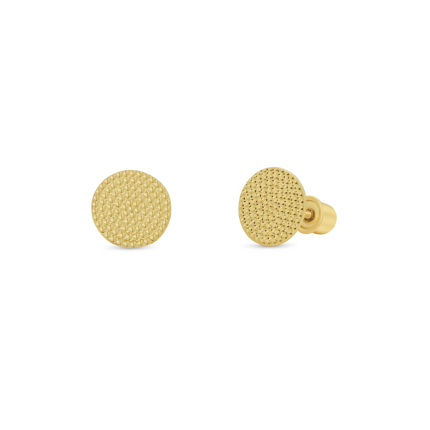 14K yellow gold beaded disc screw back stud earrings