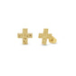 14K gold beaded diamond-cut confetti cross screw back stud earrings