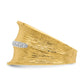 14K Gold Diamond Cocktail Ring with White Rhodium Textured Band - close-up of diamond and textured band