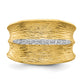 14K Gold Diamond Cocktail Ring with White Rhodium Textured Band - top view
