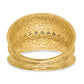 14K Gold Diamond Cocktail Ring with White Rhodium Textured Band - side profile view
