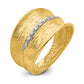 14K Gold Diamond Cocktail Ring with White Rhodium Textured Band - scale reference view