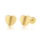 14K yellow gold heart screw back stud earrings, 4mm