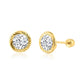14K yellow gold diamond-cut bezel set CZ screw back stud earrings