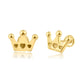 14K yellow gold heart with crown screw back stud earrings