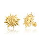 14K yellow gold sun sunburst screw back stud earrings