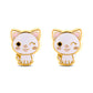 14K yellow gold cat screw back stud earrings