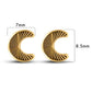 Size reference for 14K gold diamond-cut moon stud earrings, 7mm x 8.5mm