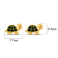Size reference for 14K gold turtle stud earrings, 7.7mm x 4.4mm