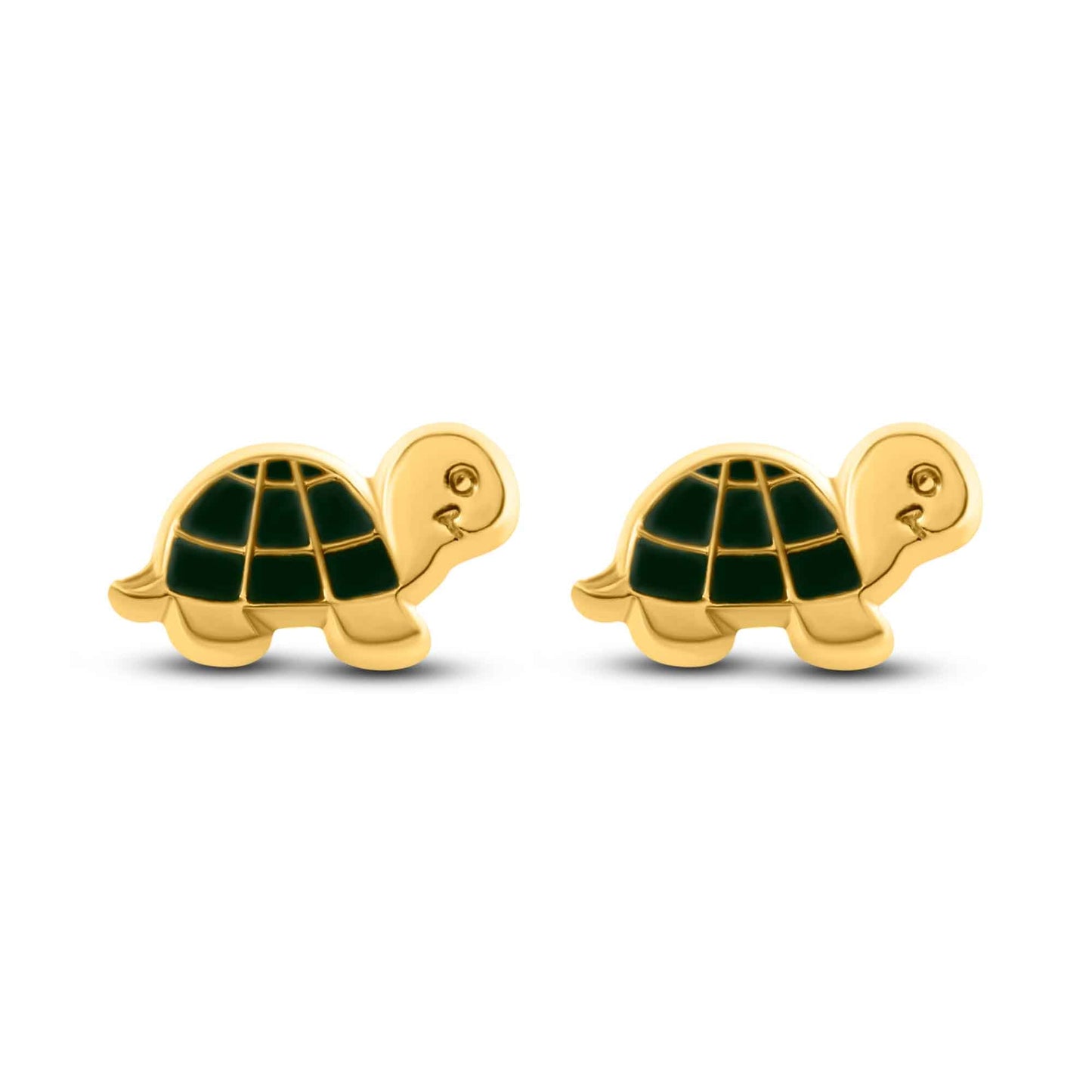 14K yellow gold turtle screw back stud earrings