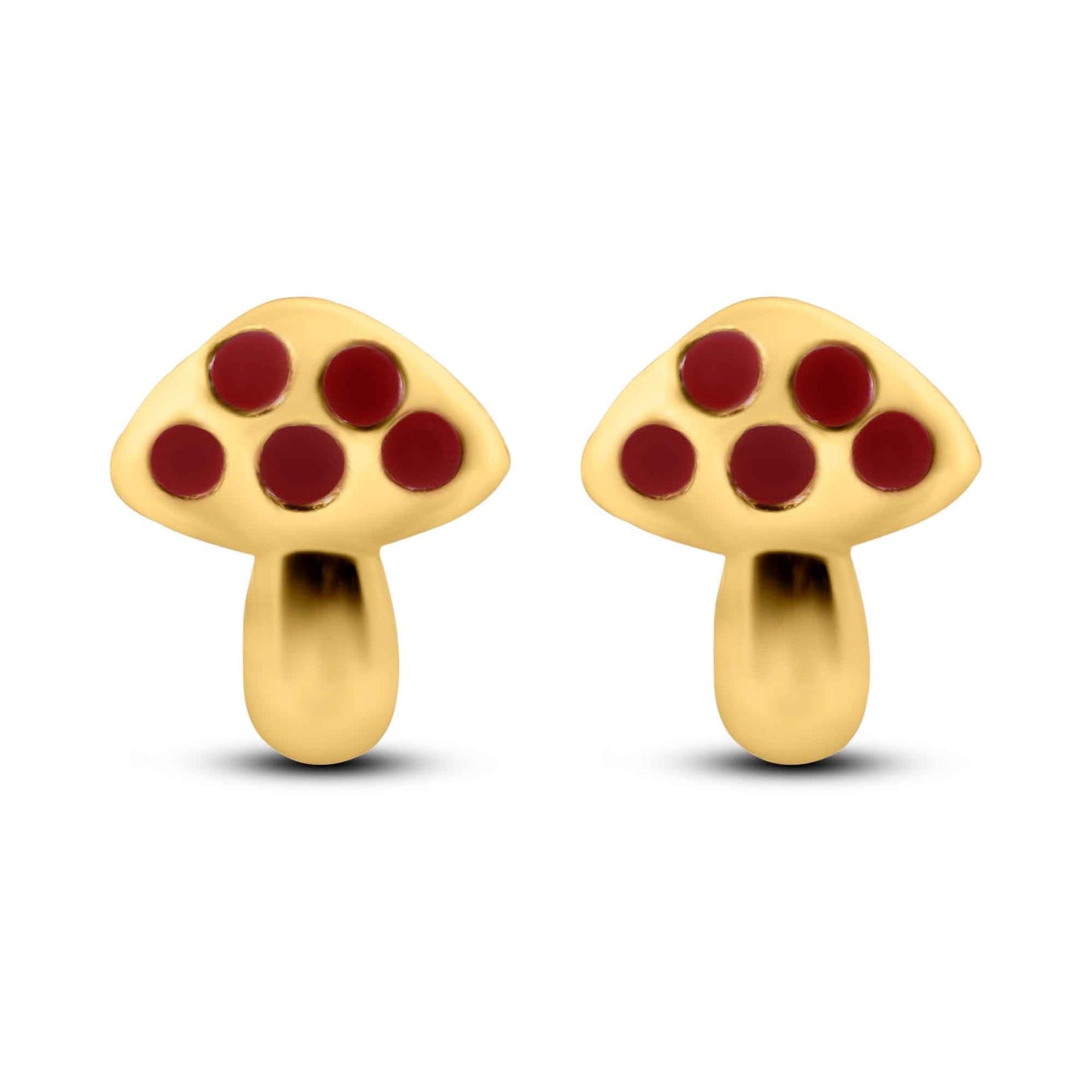 14K yellow gold mushroom screw back stud earrings