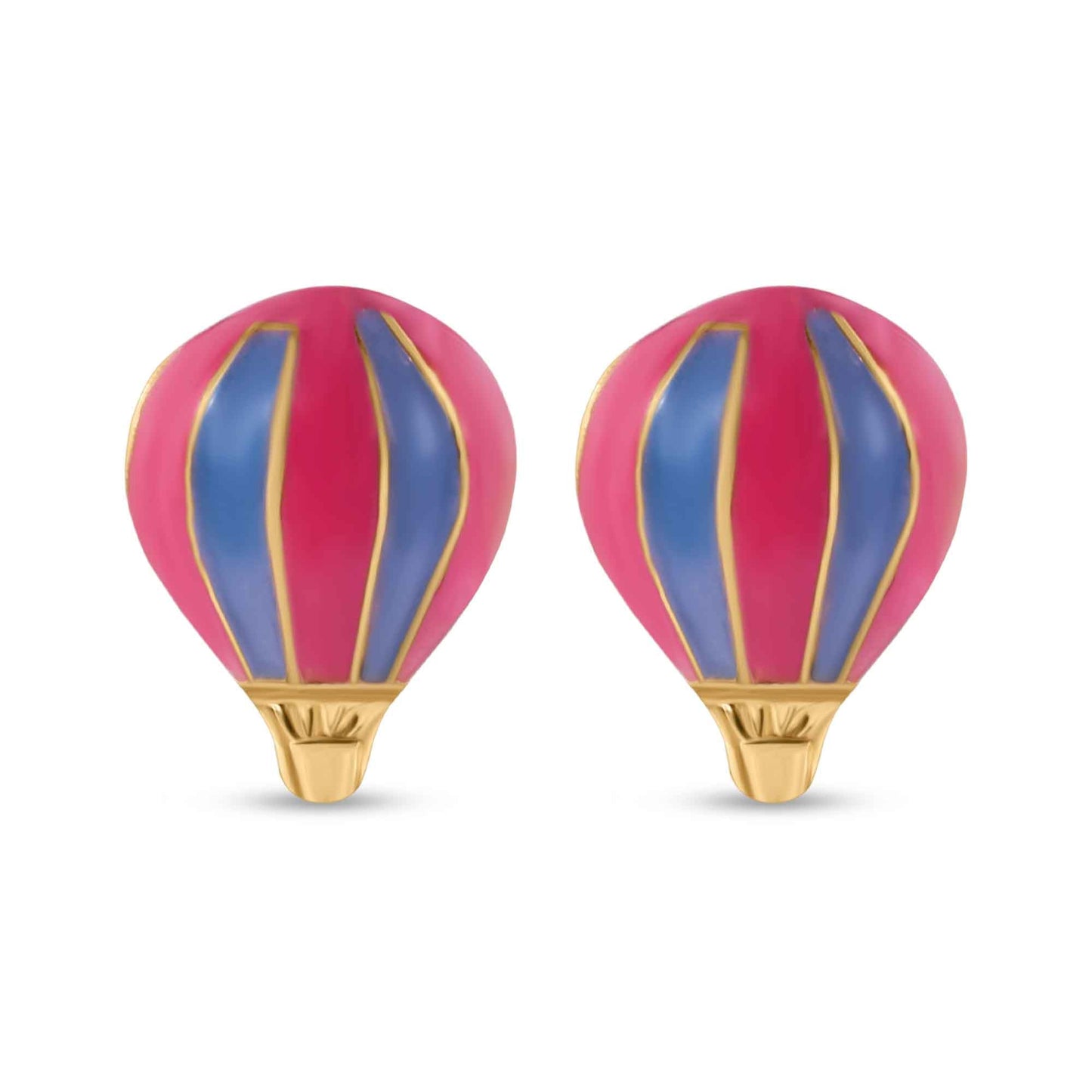 14K yellow gold hot air balloon screw back stud earrings