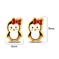 Size reference for 14K gold penguin stud earrings, 6mm x 9mm