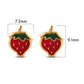 Size reference for 14K gold strawberry stud earrings, 7.2mm x 9.1mm
