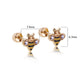 Size reference for 14K gold bee stud earrings, 7.4mm x 6.3mm