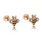 Bee enamel screw back stud earrings in 14 karat yellow gold, detail view