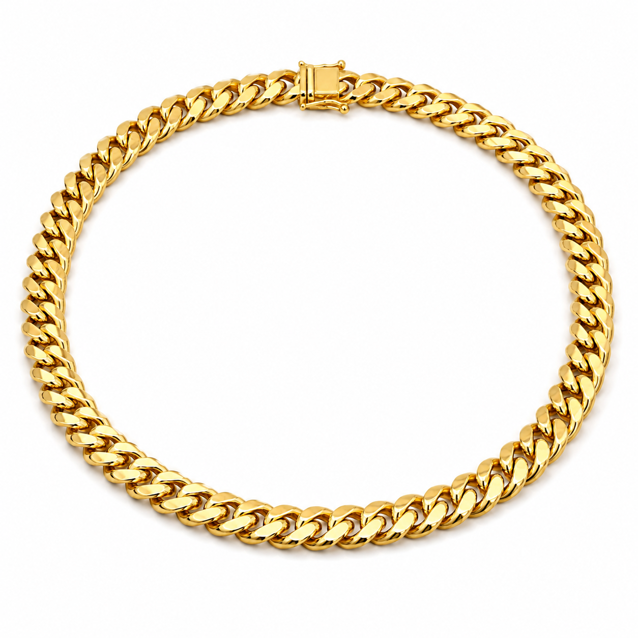 14K Gold Hollow Miami Cuban Link Chain, styled view