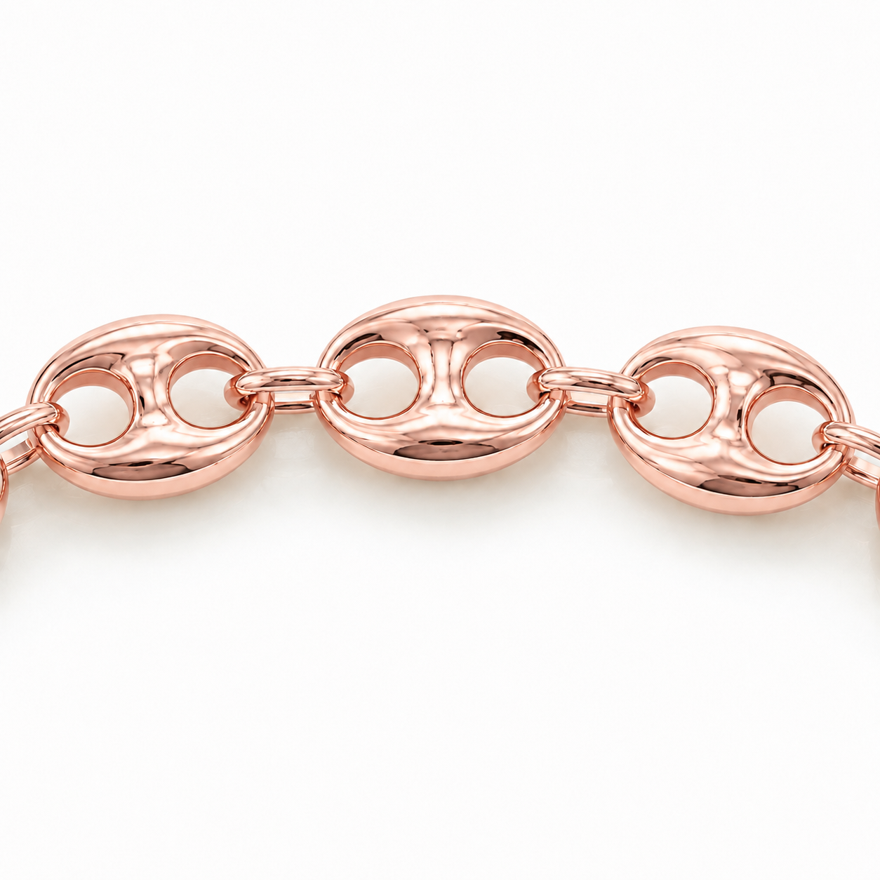 14K Rose Gold Hollow Puff Chain, close-up of the link detail