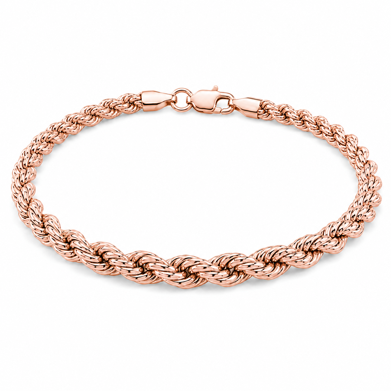 14K Rose Gold Solid Rope Chain, styled view