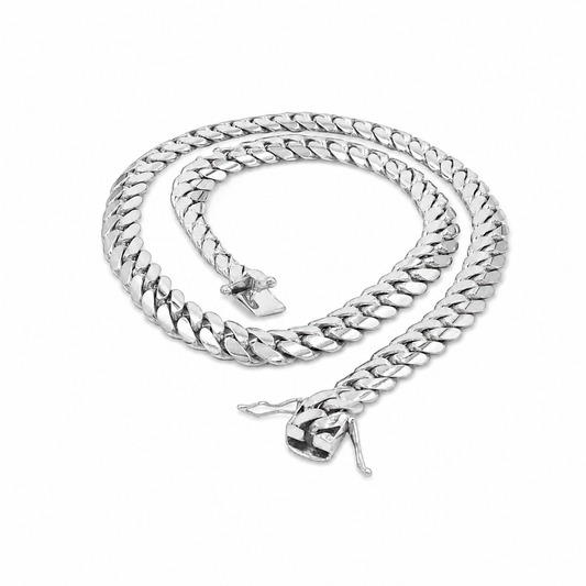 14K White Gold Solid Miami Cuban Link Bracelet
