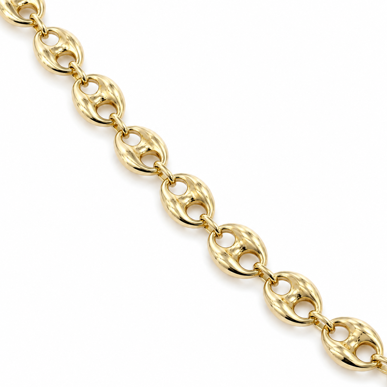 14K Yellow Gold Hollow Puff Bracelet
