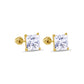 14K yellow gold square moissanite screw back stud earrings