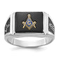 10K White Gold Rectangle Onyx Masonic Mens Ring 1Y4108WM