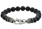 Onyx Stainless Steel Beaded Bracelet With Black Cubic Zirconia