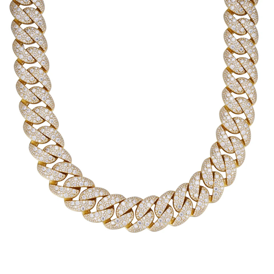 22mm Mosaic Cuban Link Moissanite Chain - front view