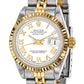 Pre-owned Rolex Datejust 26mm two-tone ladies watch with white Roman numeral dial and fluted bezel, another angle
