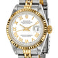 Pre-owned Rolex Datejust 26mm two-tone ladies watch with white Roman numeral dial and fluted bezel, further view