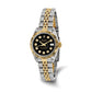 Pre-owned Rolex Datejust 26mm two-tone steel and 18K gold ladies watch with black diamond dial and fluted bezel on a Jubilee bracelet