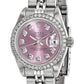 Pre-owned Rolex Datejust 26mm steel ladies watch with pink diamond dial and diamond bezel, another angle