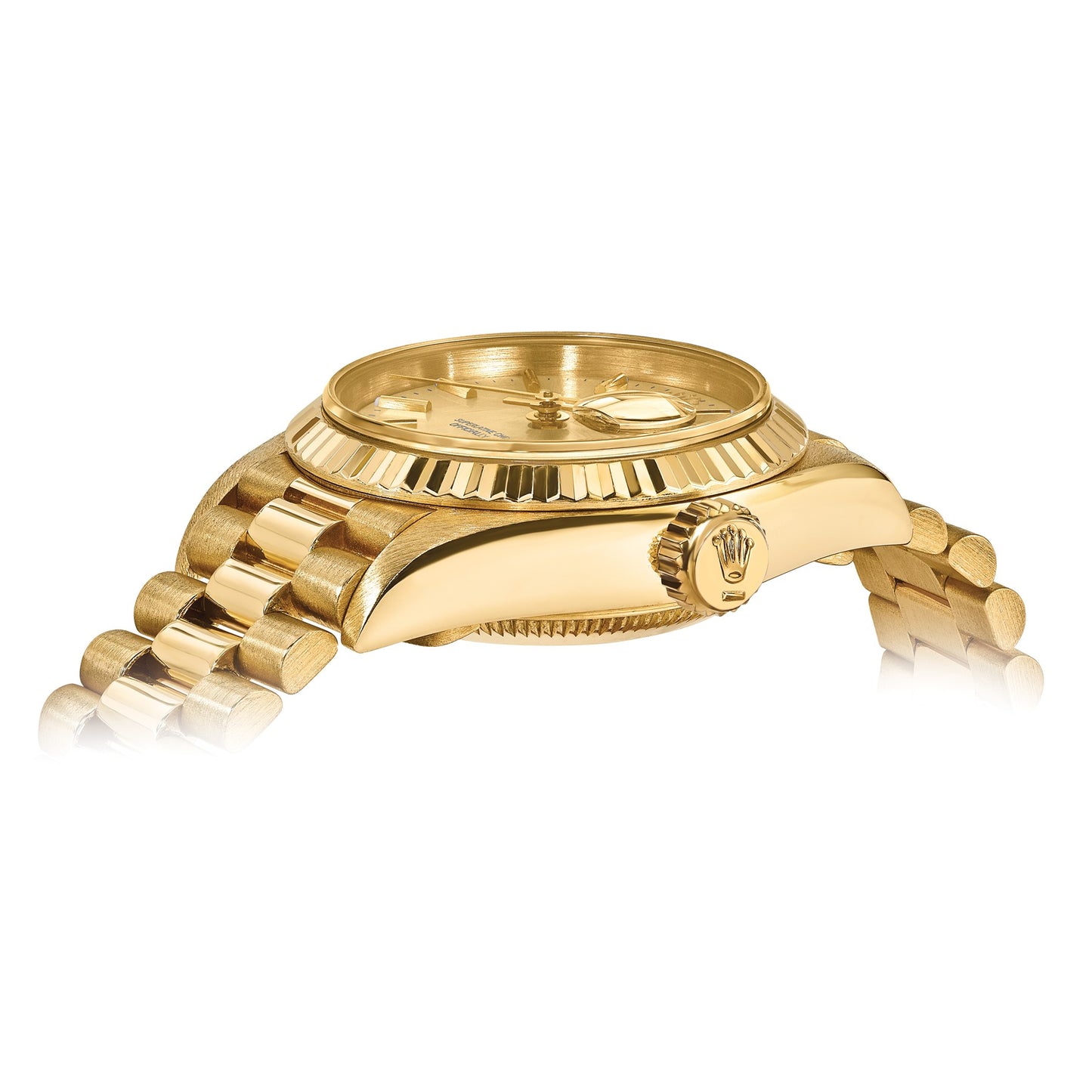 Pre-owned Rolex Datejust President 26mm 18K gold ladies watch with champagne dial, alternate view
