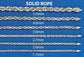 18K White Gold Solid Rope Chain, side view