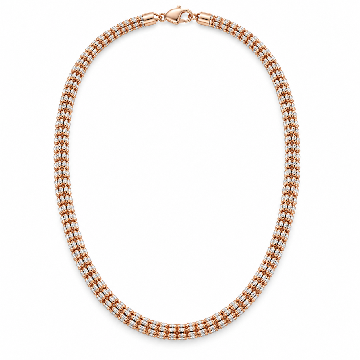 14K rose gold diamond-cut rolo link chain