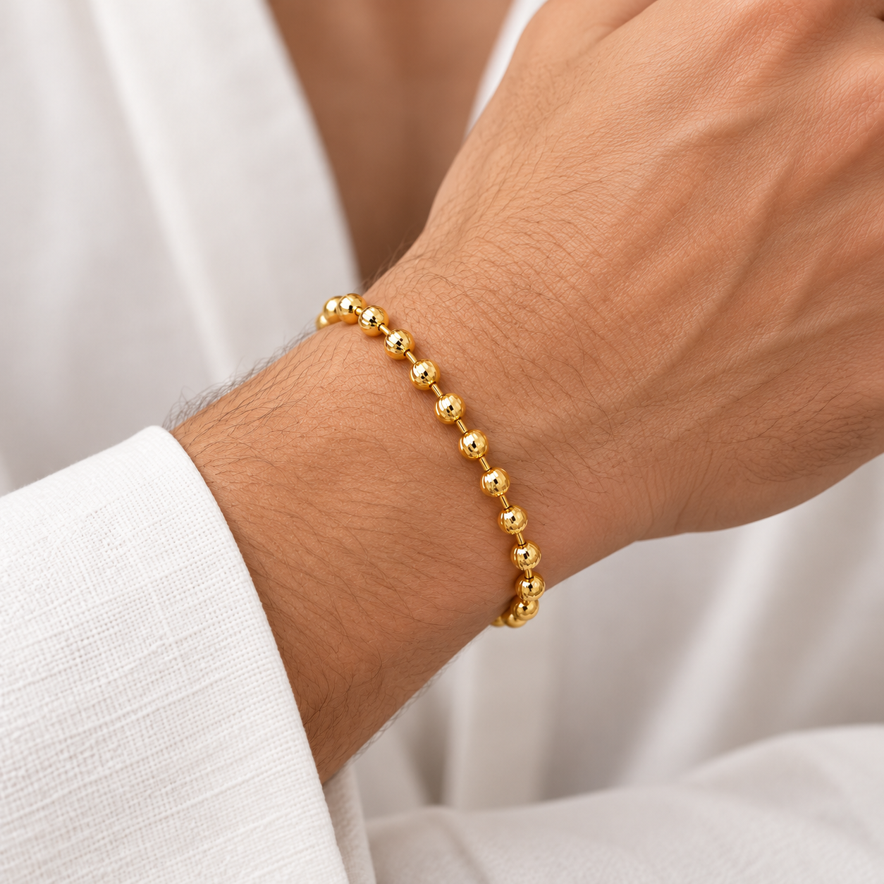 10K Yellow Gold Diamond-Cut Moon Cut Bracelet