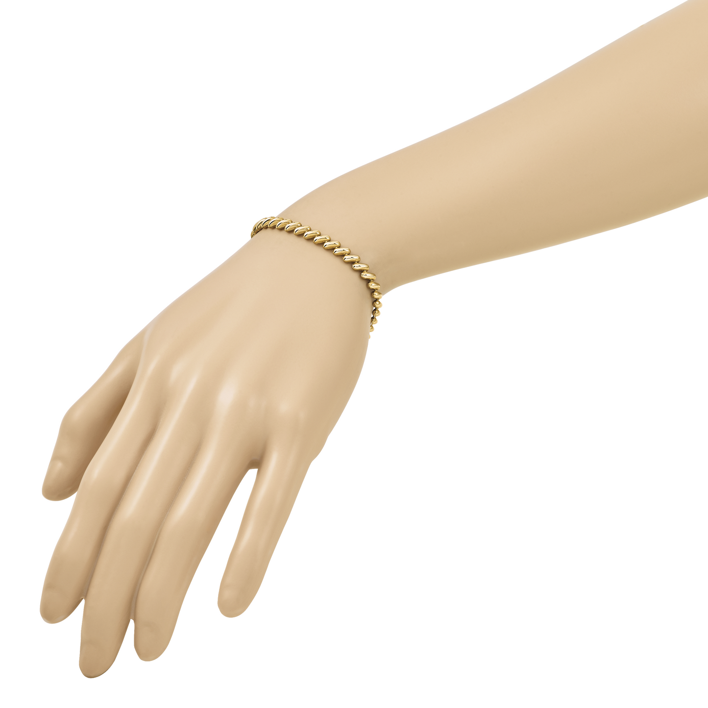 Yellow gold San Marco bracelet, 4.75 mm, shown on the wrist