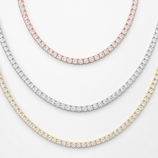 925 Sterling Silver Moissanite Tennis Chain - front view