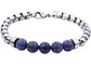 Blue Coral Stainless Steel Beaded And Rollo Link Chain Bracelet