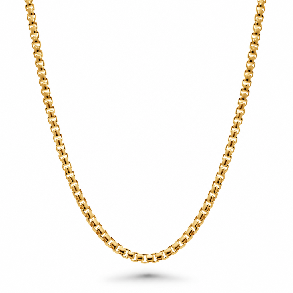 Gold Plated Sterling Silver Round Box Chain